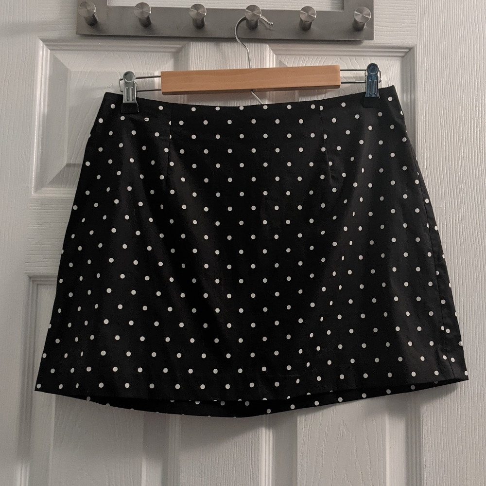 Polka dot black and white mini skirt size 13